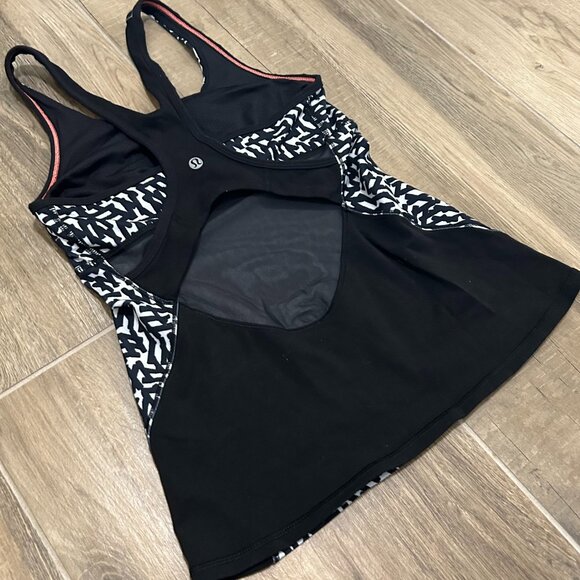 LULULEMON Crossback Tank II Net Pop Mesh Back White Black Size 4‎ Women's - Picture 7 of 9